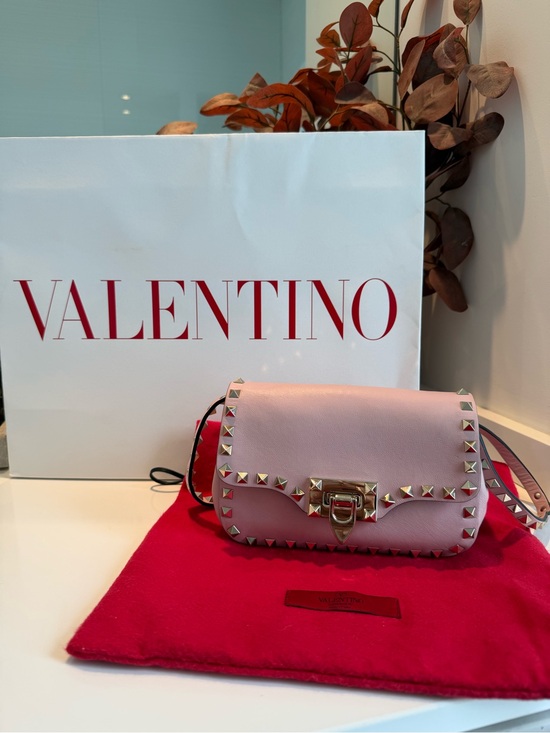 Valentino Handbags - Valentino Pink Rockstud Crossbody Bag with Gold Hardware